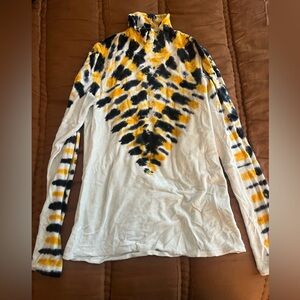 Proenza Schouler Velvet Tie-Dye Turtleneck Top - White, Black, and Yellow